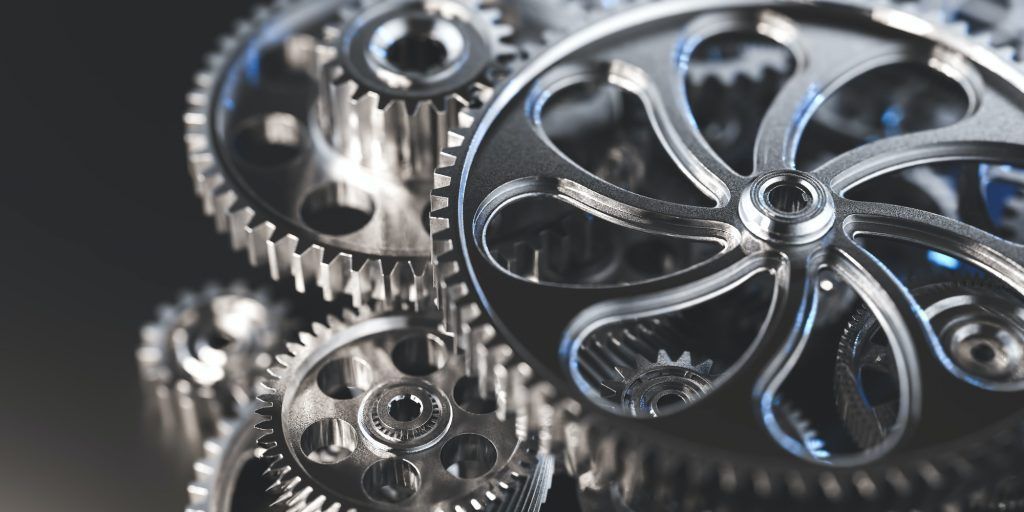 Gears and cogs mechanism. Industrial machinery